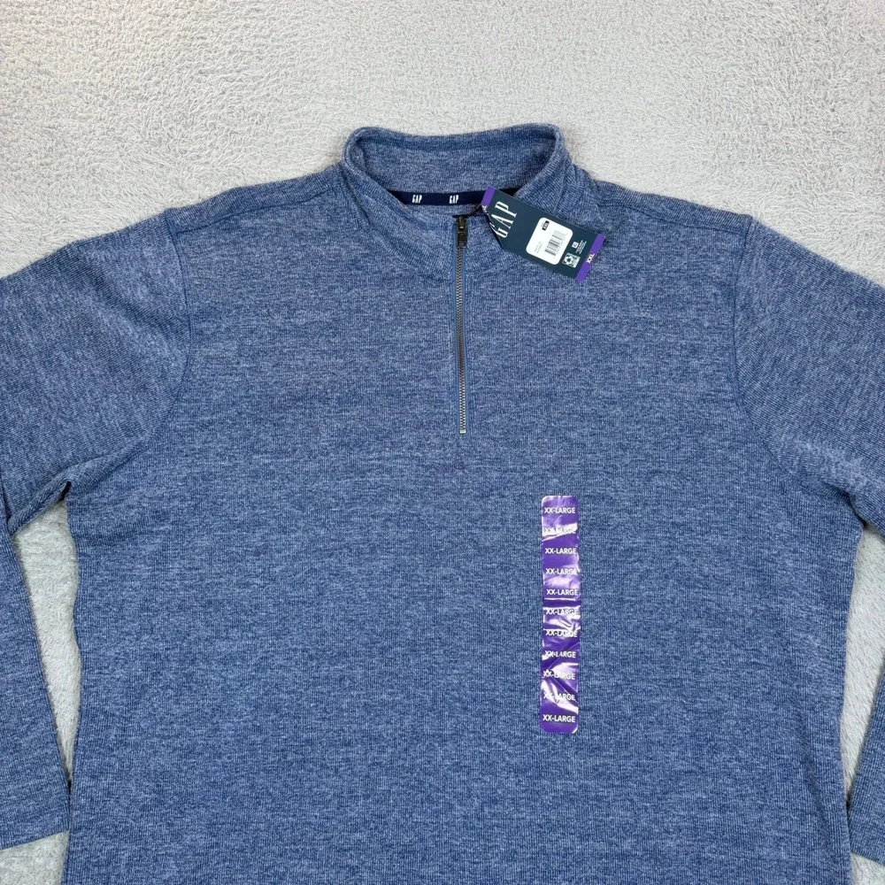 Gap Mens Blue Indigo Marled Quarter-Zip Pullover Sweater XXL New GP001957
